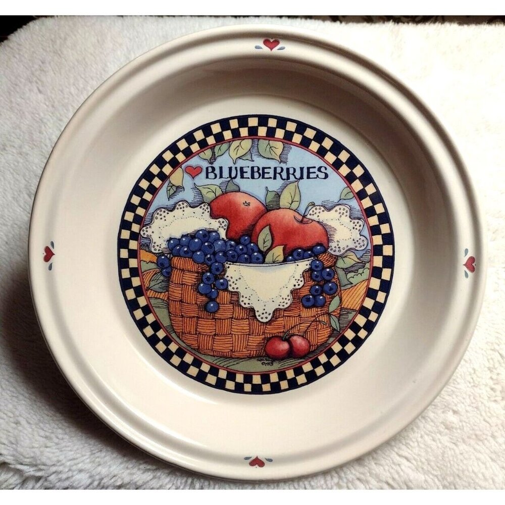 Susan Winget Blueberry Pie Dish Plate Farmhouse Fruit Country Cottage 11 Inches